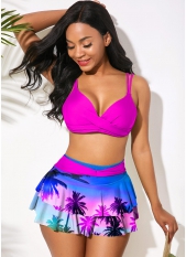 High Waist Tropical Print Bikini Set