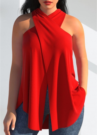 Halter Red Cross Front Tank Top