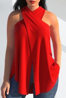 Halter Red Cross Front Tank Top