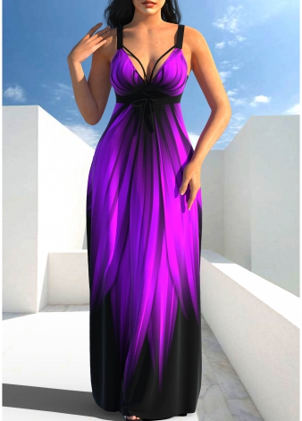 Wide Strap Lace Up Violet Dress