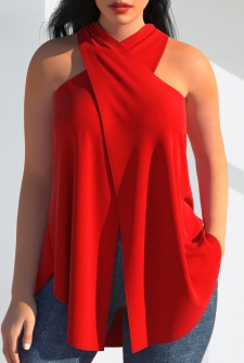 Halter Red Cross Front Tank Top