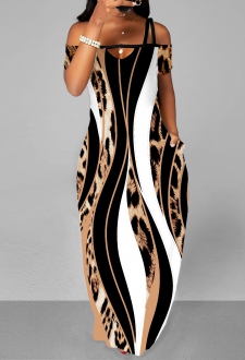 Pocket Leopard Sleeveless Multi Color Maxi Dress