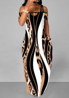 Pocket Leopard Sleeveless Multi Color Maxi Dress