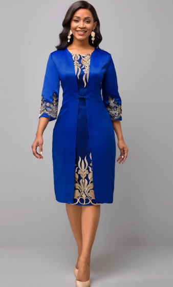 3/4 Sleeve Lace Patchwork Round Neck Dress