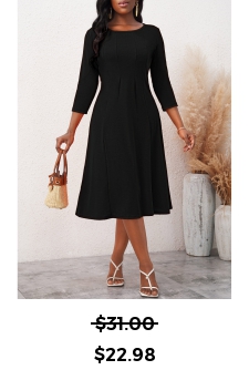 Black 3/4 Sleeve Round Neck Dress