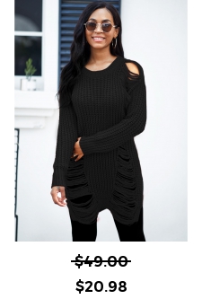 Long Sleeve Round Neck Draped Fringe Sweater