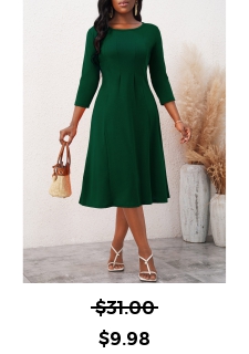 3/4 Sleeve Black Friday Olive Green Dress