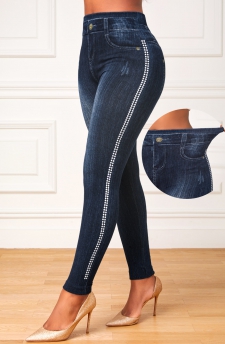 Black Elastic Waist High Waisted Ankle Length Leggings