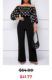 Off Shoulder Polka Dot High Waisted Jumpsuit