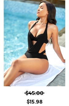 Halter Cutout Black Detail One Piece Swimwear