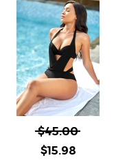 Halter Cutout Black Detail One Piece Swimwear