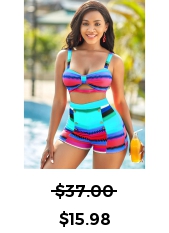 Colorful Geometric Print High Waisted Bikini Set 