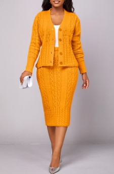 Ginger Button Long Sleeve Top and Skirt