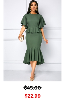 Solid Half Sleeve Round Neck Dress