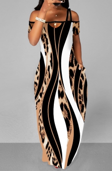 Pocket Leopard Sleeveless Multi Color Maxi Dress