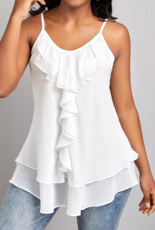 White Scoop Neck Strappy Camisole Top
