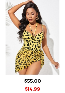 Tie Side Cross Strap Leopard One Piece Swimwear