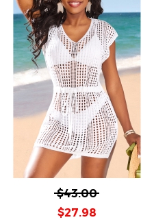 V Neck Breathable White Cover Up
