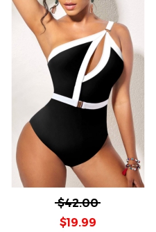 Cutout White Contrast One Piece Swimwear
