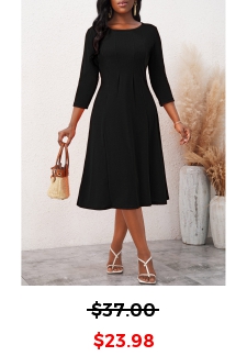 Black 3/4 Sleeve Round Neck Dress