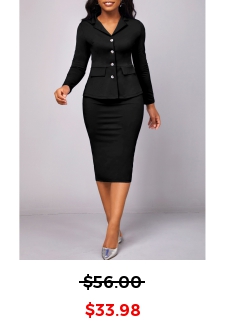 Black Lapel Long Sleeve Two Piece Suit