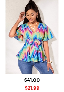Short Sleeve V Neck Bowknot Blouse