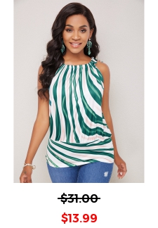 Round Neck Striped Tie Shoulder Camisole Top
