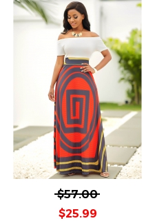 Geometric Print Off Shoulder Short Sleeve Dress