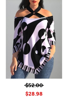 Polka Dot Light Purple Cross Strap Striped T Shirt