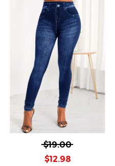 Pocket Blue Zipper Fly High Waisted Jeans