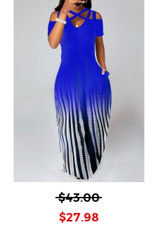 Ombre Criss Cross Royal Blue Maxi Dress