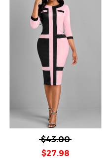 Black Patchwork Round Neck Bodycon Dress