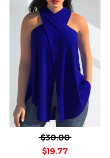 Halter Royal Blue Cross Front Tank Top
