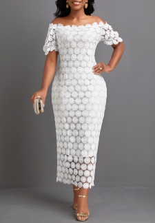 Split White Off Shoulder Patchwork Dress