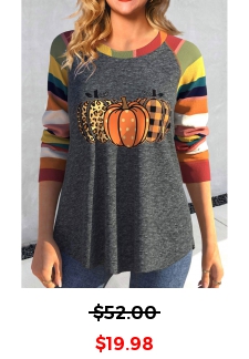 Multi Stripe Print Halloween Round Neck T Shirt