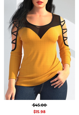 Lace Up Yellow Round Neck T Shirt