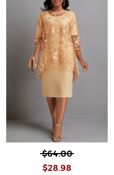 Round Neck Two Piece Light Camel Dress and Cover Up