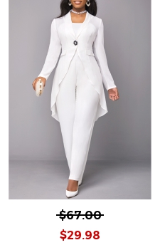 Button White Cardigan and V Neck Jumpsuit