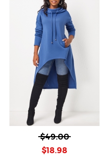 Pocket Long Sleeve Dusty Blue Hoodie