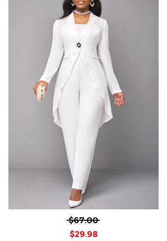 Button White Cardigan and V Neck Jumpsuit