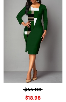 Geometric Print 3/4 Sleeve Sheath Dress