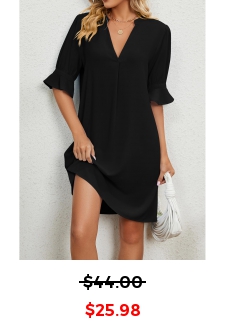 Black H Shape Half Sleeve Split Dress