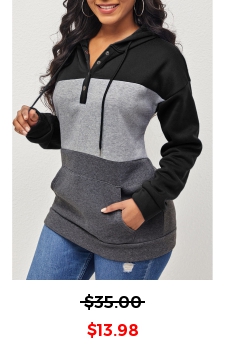 Drawstring Kangaroo Pocket Black Long Sleeve Hoodie
