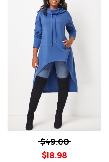 Pocket Long Sleeve Dusty Blue Hoodie