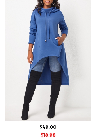 Pocket Long Sleeve Dusty Blue Hoodie