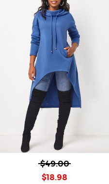 Pocket Long Sleeve Dusty Blue Hoodie