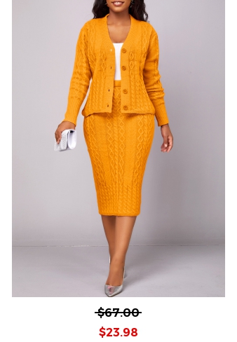 Ginger Button Long Sleeve Top and Skirt