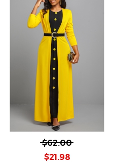 Yellow Button Dress and Long Sleeve Cardigan