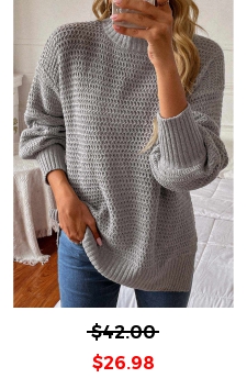 Round Neck Long Sleeve Grey Sweater