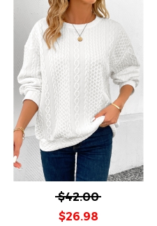 Patchwork White Long Sleeve Round Neck Sweatshirt